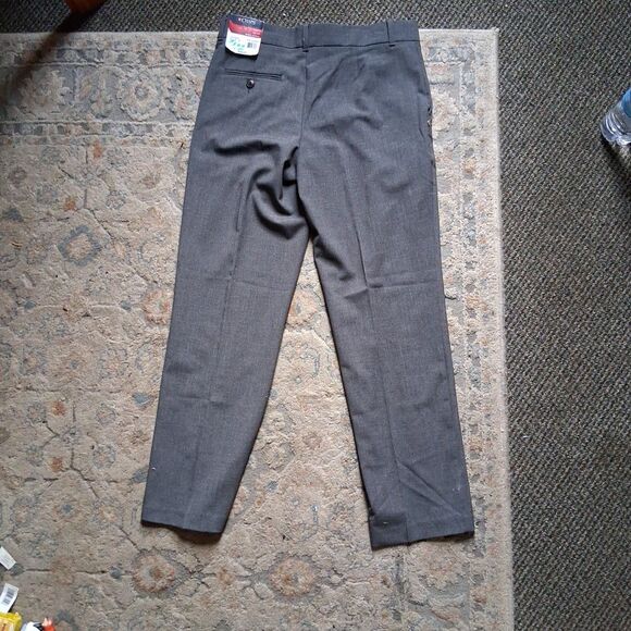 Womens Chaps Sz 14 Huskey Pants Khaki Gray Dress Pants Plain Front Formal Work - Picture 8 of 9